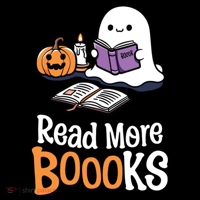 Halloween Teacher Women Cute Reading Ghost Read More Books T-Shirt