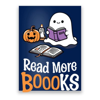 Halloween Teacher Women Cute Reading Ghost Read More Books Poster