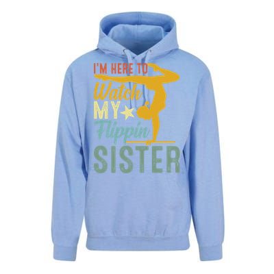 Here To Watch My Flipping Sister Tumbling Gymnast Gymnastics Cool Gift Unisex Surf Hoodie