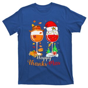 Happy Thanksmas Wine Thanksgiving Christmas T-Shirt