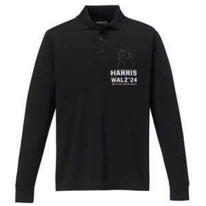 Harris Tim Walz Performance Long Sleeve Polo