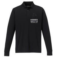 Harris Tim Walz Performance Long Sleeve Polo