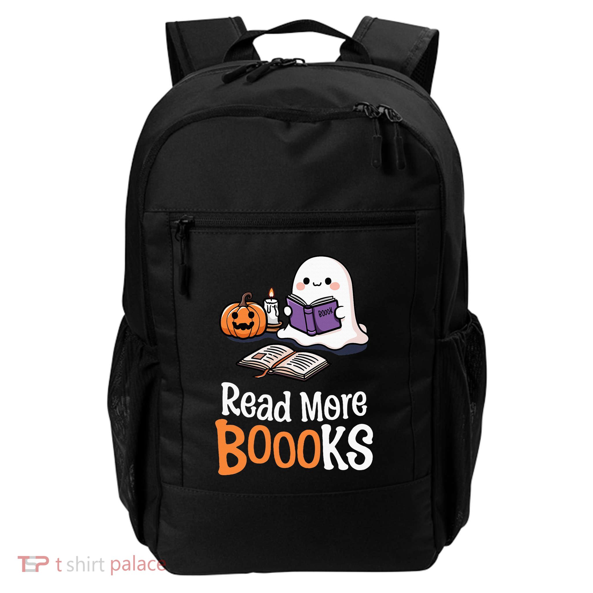 Halloween Teacher Women Cute Reading Ghost Read More Books Daily Commute Backpack
