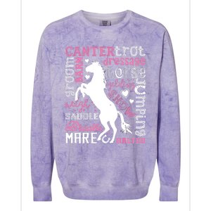 Horse Typography Word Art Equestrian Horseback Riding Colorblast Crewneck Sweatshirt