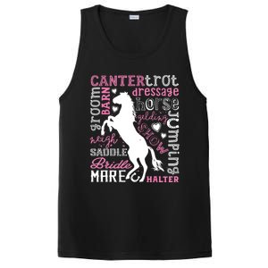 Horse Typography Word Art Equestrian Horseback Riding PosiCharge Competitor Tank