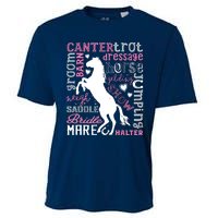 Horse Typography Word Art Equestrian Horseback Riding Cooling Performance Crew T-Shirt