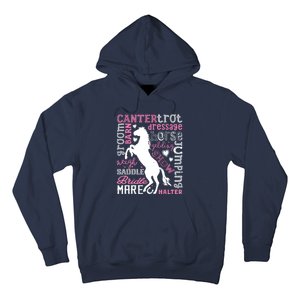 Horse Typography Word Art Equestrian Horseback Riding Hoodie