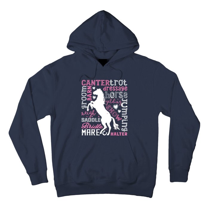 Horse Typography Word Art Equestrian Horseback Riding Hoodie