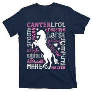 Horse Typography Word Art Equestrian Horseback Riding T-Shirt