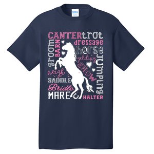 Horse Typography Word Art Equestrian Horseback Riding Tall T-Shirt