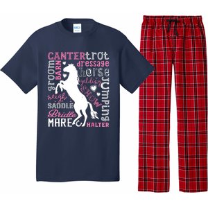 Horse Typography Word Art Equestrian Horseback Riding Pajama Set