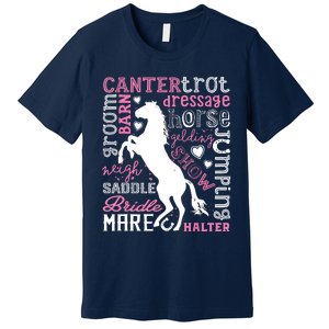 Horse Typography Word Art Equestrian Horseback Riding Premium T-Shirt