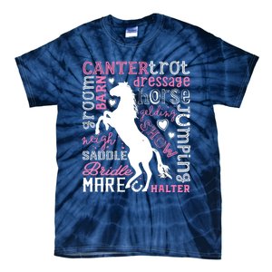 Horse Typography Word Art Equestrian Horseback Riding Tie-Dye T-Shirt