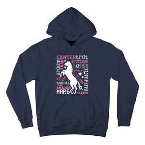 Horse Typography Word Art Equestrian Horseback Riding Tall Hoodie