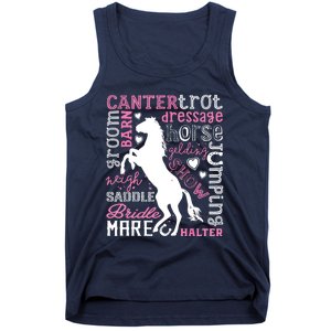 Horse Typography Word Art Equestrian Horseback Riding Tank Top