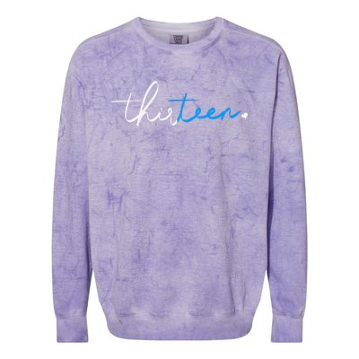 Handwritten Thirteen White And Blue Colorblast Crewneck Sweatshirt