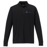 Handwritten Thirteen White And Blue Performance Long Sleeve Polo