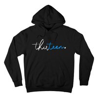 Handwritten Thirteen White And Blue Hoodie