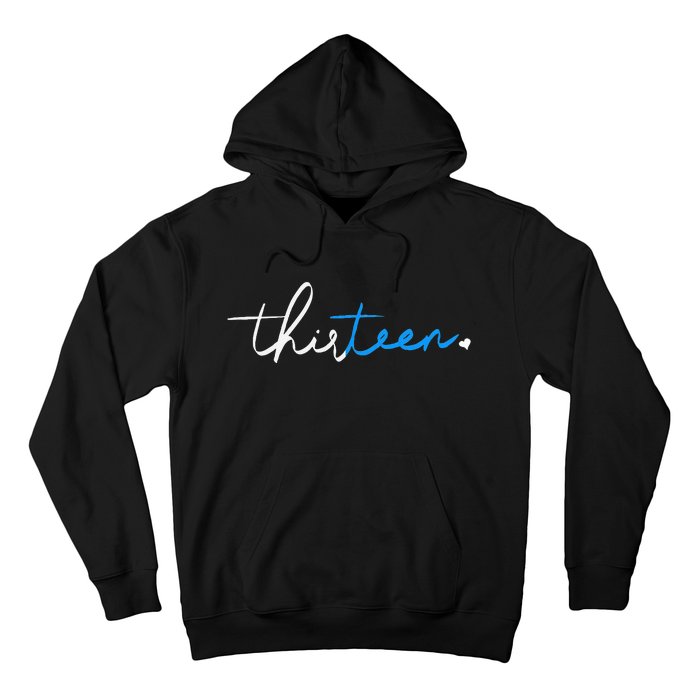 Handwritten Thirteen White And Blue Hoodie