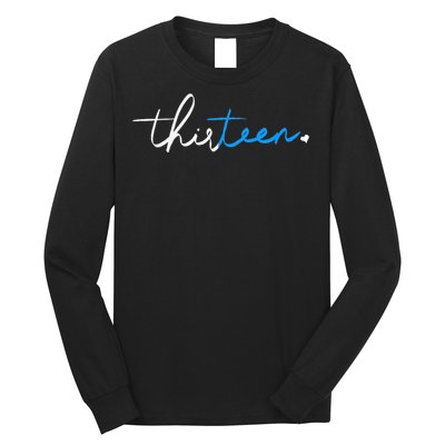 Handwritten Thirteen White And Blue Long Sleeve Shirt