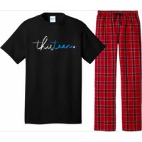 Handwritten Thirteen White And Blue Pajama Set