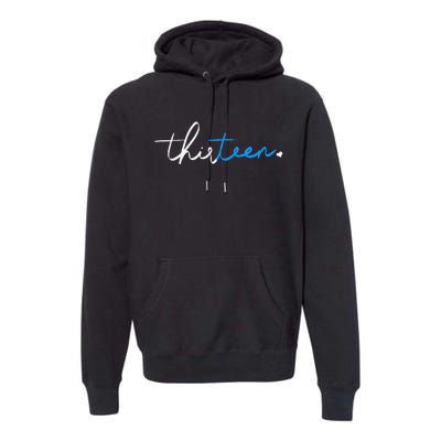 Handwritten Thirteen White And Blue Premium Hoodie