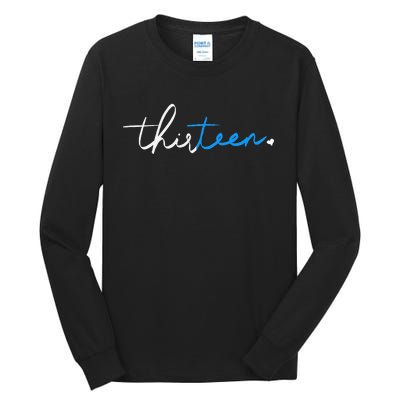 Handwritten Thirteen White And Blue Tall Long Sleeve T-Shirt