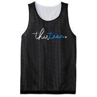 Handwritten Thirteen White And Blue Mesh Reversible Basketball Jersey Tank