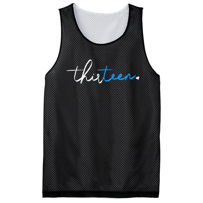 Handwritten Thirteen White And Blue Mesh Reversible Basketball Jersey Tank