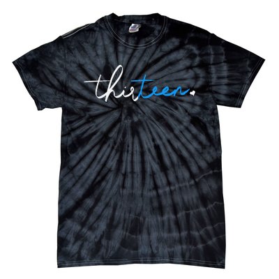 Handwritten Thirteen White And Blue Tie-Dye T-Shirt