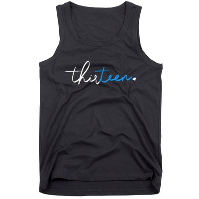 Handwritten Thirteen White And Blue Tank Top