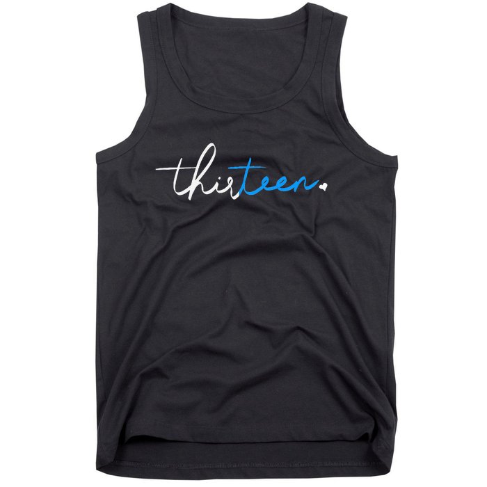 Handwritten Thirteen White And Blue Tank Top