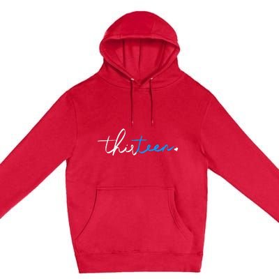 Handwritten Thirteen White And Blue Premium Pullover Hoodie