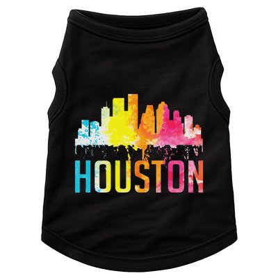 Houston Texas Watercolor Skyline Home State Souvenir Gift Doggie Tank
