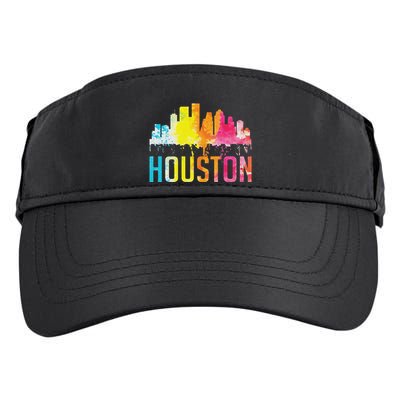 Houston Texas Watercolor Skyline Home State Souvenir Gift Adult Drive Performance Visor