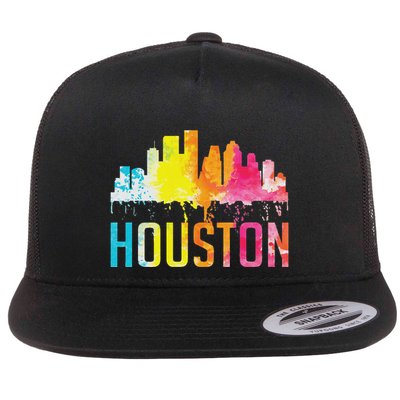 Houston Texas Watercolor Skyline Home State Souvenir Gift Flatbill Hat