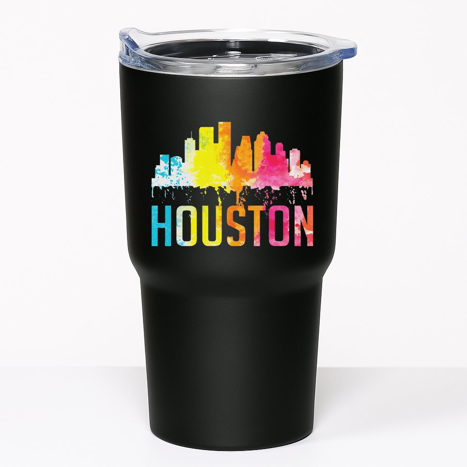 Houston Texas Watercolor Skyline Home State Souvenir Gift Tumbler