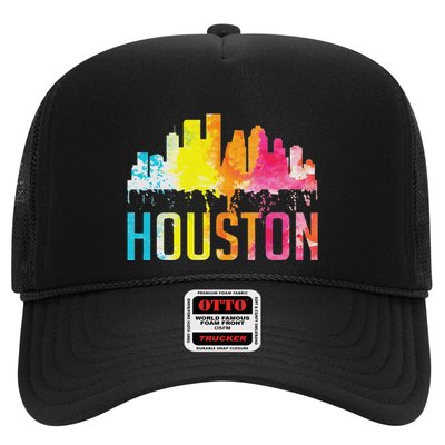 Houston Texas Watercolor Skyline Home State Souvenir Gift Trucker Hat