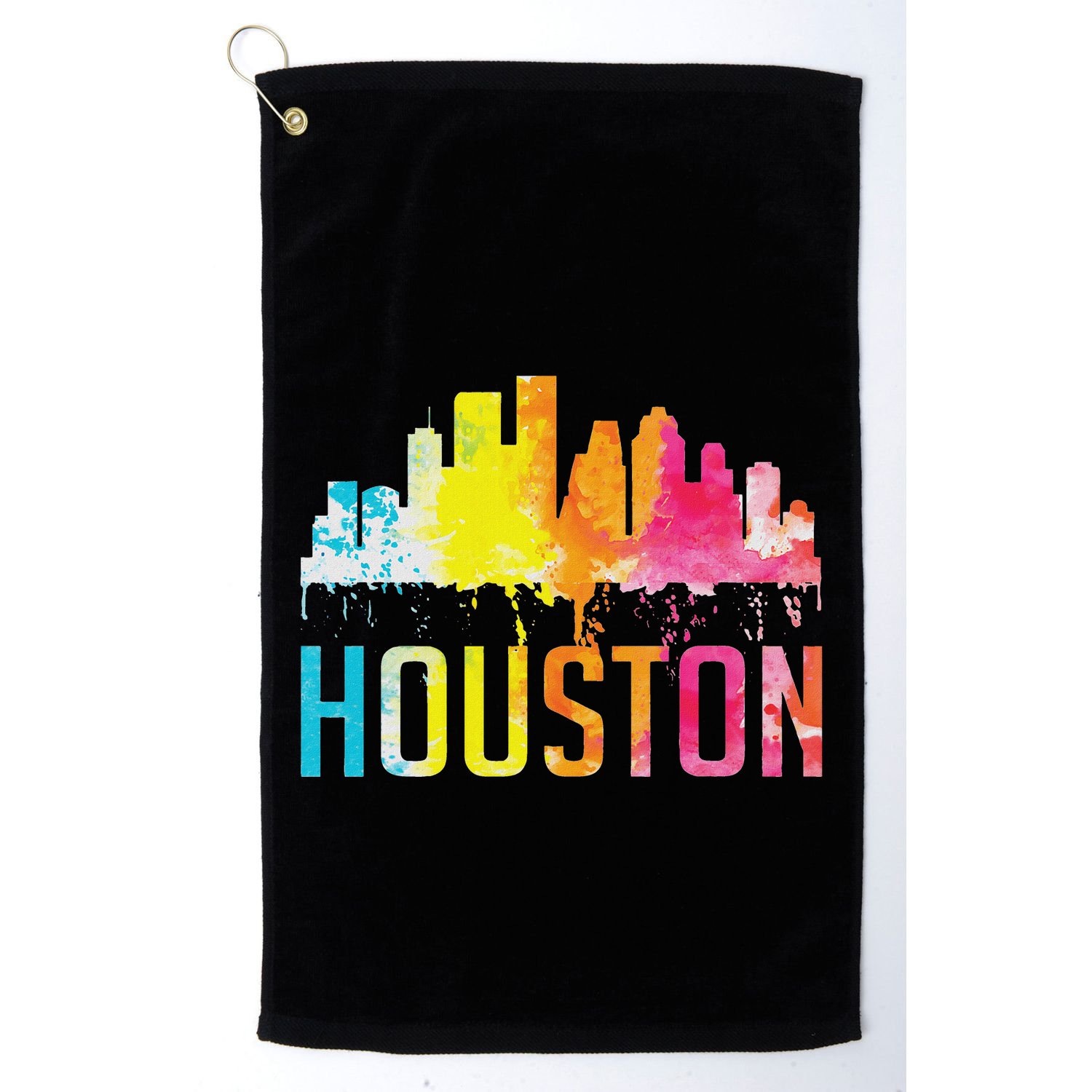 Houston Texas Watercolor Skyline Home State Souvenir Gift Golf Towel