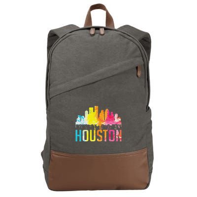 Houston Texas Watercolor Skyline Home State Souvenir Gift Cotton Canvas Backpack