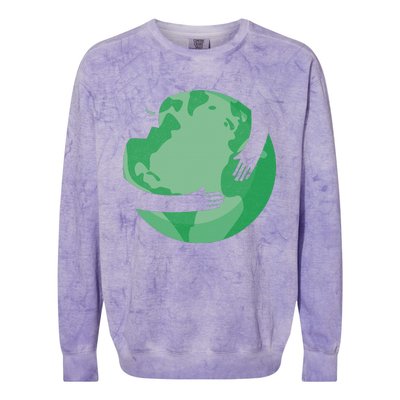 HUGGING THE WORLD EARTH DAY ENVIRONMENTAL AWARENESS Colorblast Crewneck Sweatshirt