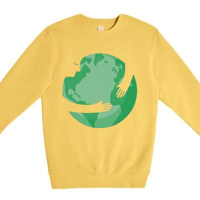 HUGGING THE WORLD EARTH DAY ENVIRONMENTAL AWARENESS Premium Crewneck Sweatshirt