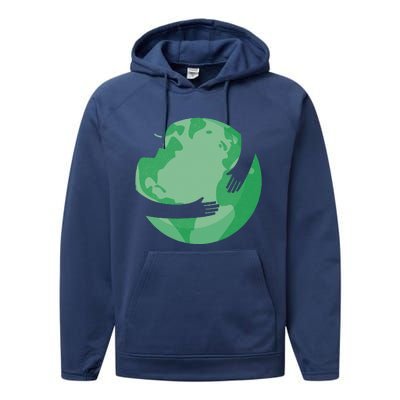 HUGGING THE WORLD EARTH DAY ENVIRONMENTAL AWARENESS Performance Fleece Hoodie