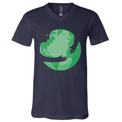 HUGGING THE WORLD EARTH DAY ENVIRONMENTAL AWARENESS V-Neck T-Shirt