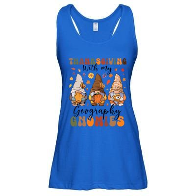 Happy Thanksgiving With My Geography Gnomies Teacher Gnomes Gift Ladies Essential Flowy Tank