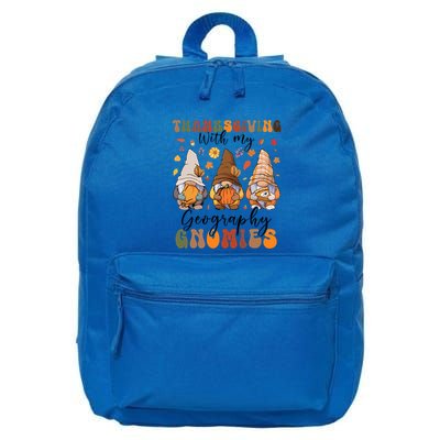 Happy Thanksgiving With My Geography Gnomies Teacher Gnomes Gift 16 in Basic Backpack