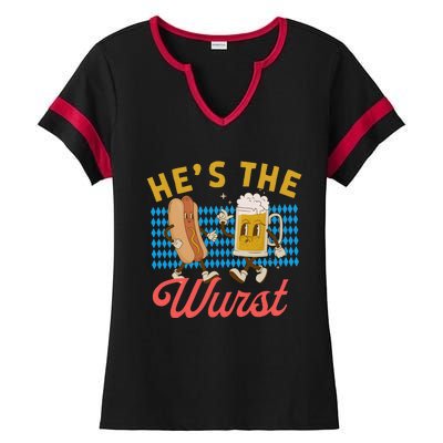 He’S The Wurst Couples Oktoberfest Beer Festival Ladies Halftime Notch Neck Tee