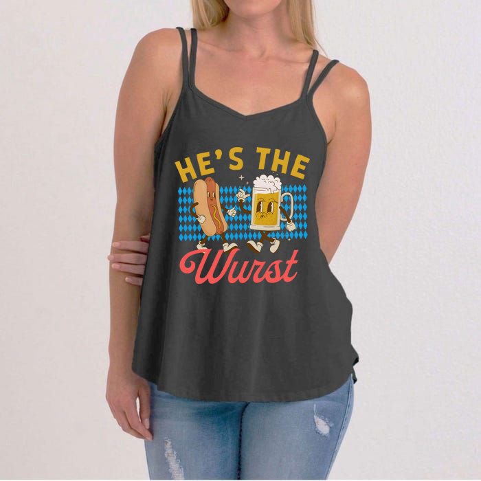 He’S The Wurst Couples Oktoberfest Beer Festival Women's Strappy Tank