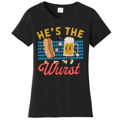 He’S The Wurst Couples Oktoberfest Beer Festival Women's T-Shirt