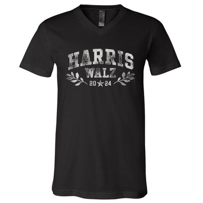 Harris Tim Walz Crest Vintage Arch Women Harris Waltz 2024 V-Neck T-Shirt